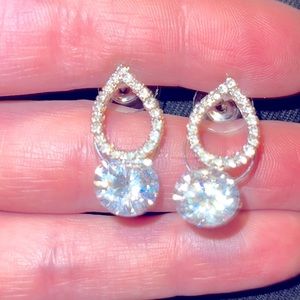 Teardrop and dancing  CZ solitaire earrings